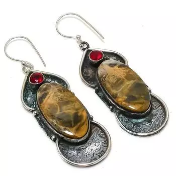 Серьги из серебра 925 пробы с натуральным гранатом Sonora Sunrise 2,64 дюйма b2o65