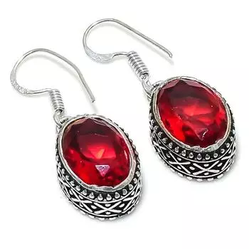 Серьги из серебра 925 пробы с мозамбикским гранатом, драгоценным камнем, 1,42 дюйма, d6Y12