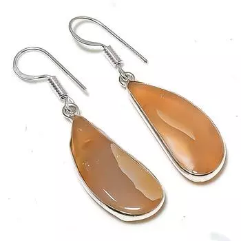 Серьги из серебра 925 пробы с натуральным перистым агатом, ручная работа, 1,81 дюйма R0f03