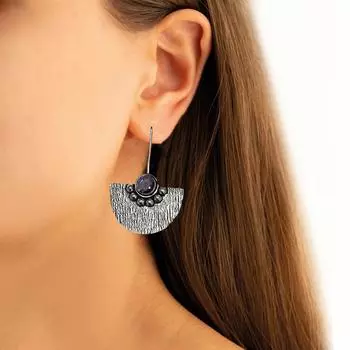 Серьги из серебра 925 пробы с аметистом и драгоценными камнями, серьги ручной работы, фиолетовые