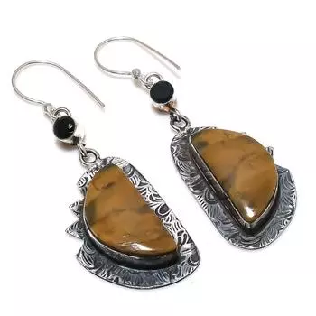 Серьги из серебра 925 пробы с натуральным камнем Sonora Sunrise и шпинелью 2,60 дюйма B2i68