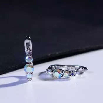 Серьги из серебра 925 пробы с цветным цирконием, кубические цирконии, модные женские серьги разноцветный