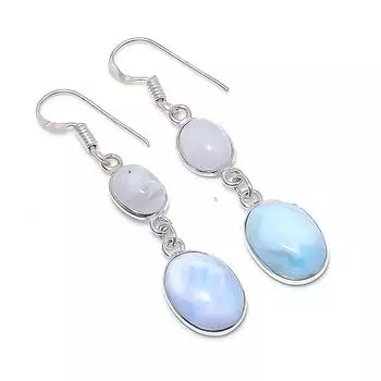 Серьги из серебра 925 пробы с ларимром Natural Republic, лунным камнем, 2,01 дюйма i1A81