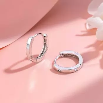 Серьги из серебра 925 пробы с четырьмя бриллиантами, модные, высокого класса, с голыми круглыми пряжками, изысканные серьги 925 Silver