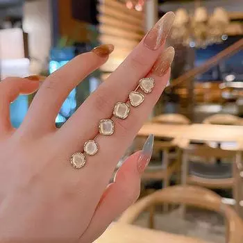 Серьги из серебра 925 пробы с кошачьим глазом — корейский дизайн, суперяркий, простой и шикарный. A252 золотой