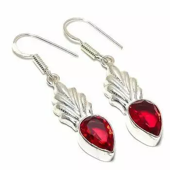 Серьги из серебра 925 пробы с натуральным мозамбикским гранатом 1,77 дюйма j4U14