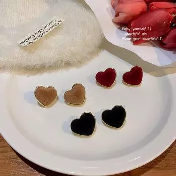 «Серьги из серебра 925 пробы с геометрическим узором «Любовь» и шариком для волос» Model A1314 чёрный