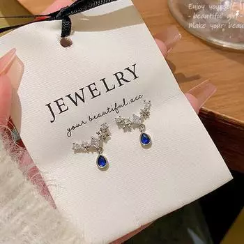 Серьги из серебра 925 пробы с голубым цирконием — модный корейский стиль E5324 серебряный