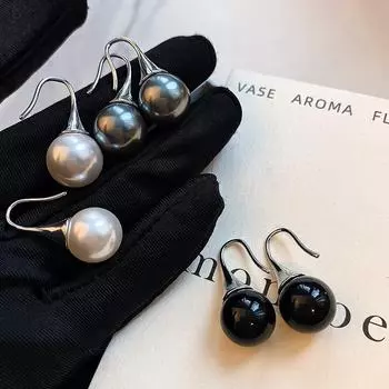 Серьги из серебра 925 пробы с жемчугом и крючком для ушей — элегантный, высококлассный дизайн RF508 белый