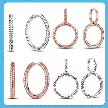 Серьги из серебра 925 пробы, серьги-кольца для женщин, серьги для женщин, подходят для подвески с подвеской, ювелирные украшения