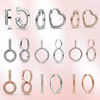 Серьги из серебра 925 пробы, серьги с сердцем любви, серьги-кольца с подвесками в форме сердца, подходят оригинальные серьги, женские модные украшения белый