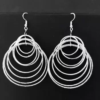 Серьги из серебра Мяо Серьги из серебра туцзя Новые серьги Китайская кисточка Легче всего сочетать Экзотические Ethnic characteristics circle earrings 8.5cm long
