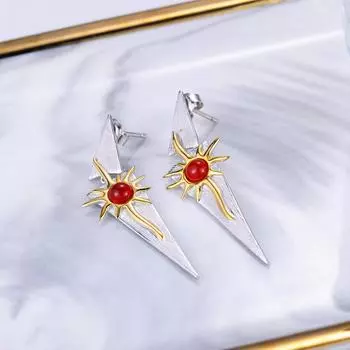 Серьги из серебра S925 высокого класса с нишевым дизайном, серьги с богиней солнца, серьги с натуральным красным агатом, аметистом и топазом 925 silver