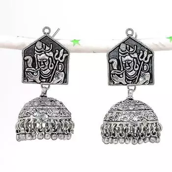 Серьги из серебра с натуральным индийским драгоценным камнем Jhumki Trial Bali 2,09 дюйма D7Z62