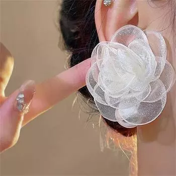 Серьги из сетчатой пряжи, жемчужные цветы, серьги-капли для женщин и девочек, милые украшения 1pair