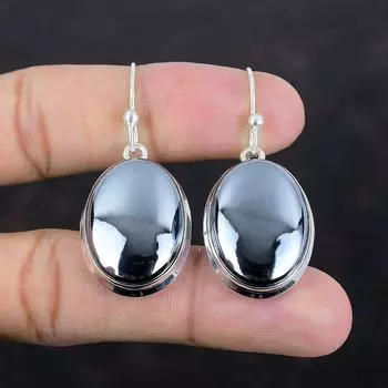 Серьги из шунгита, серьги из драгоценных камней, серьги из стерлингового серебра 925 пробы, очень красивые серьги из шунгита, серьги ручной работы, висячие серьги, подарки для жены