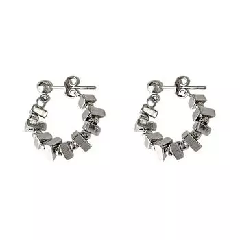 Серьги из сломанного серебра с квадратными бусинами, спереди и сзади две серьги-цепочки в стиле французской ретро-Хепберн с геометрическими квадратными и треугольными деталями Copper