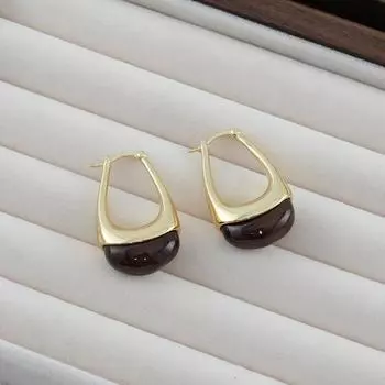 Серьги из смолы цвета кофе в стиле ретро, женские французские преувеличенные серьги высокого класса, персонализированные простые серьги 18K темно-коричневого