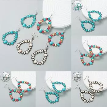 Серьги из сплава цвета Роскошные длинные геометрические серьги Бирюзовые модные преувеличенные 9*5.5cm белый