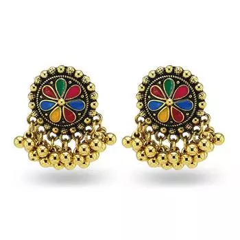 Серьги из сплава колокольчика, круглые серьги с подсолнухом, красочные винтажные серьги в этническом стиле Ид аль-Фитр Лассер Байрам