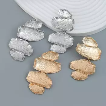 Серьги из сплава с многослойной геометрической формой в европейско-американском стиле: Безразличный стиль для женщин золотой