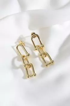 Серьги из стали с дизайном Тиффани золотого цвета