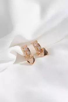 Серьги из стали золотого цвета с подвеской в форме сердца