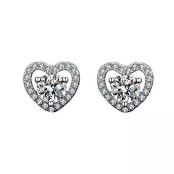 Серьги из стерлингового серебра 100% 925 пробы для женщин, сертифицированные муассанти D, цветные серьги-гвоздики в форме сердца, круглый подарок на день рождения, ювелирные изделия 0.3Ct