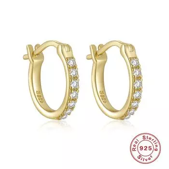 Серьги из стерлингового серебра 925 пробы, классические серьги с одним рядом бриллиантов Ветер 925 Silver