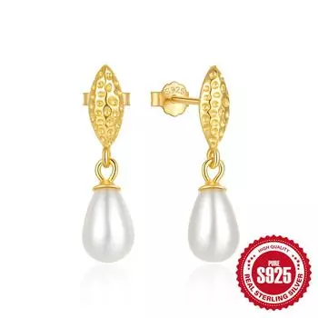 Серьги из стерлингового серебра 925 пробы, стиль простой, модный, ретро, с бриллиантом «лошадиный глаз» и жемчугом, дизайнерские серьги, жемчужные серьги 925 Silver