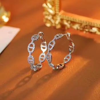 Серьги из стерлингового серебра 925 пробы в корейском стиле «свиной нос» - круглые серьги-кольца в стиле «легкая роскошь» для инфлюенсеров