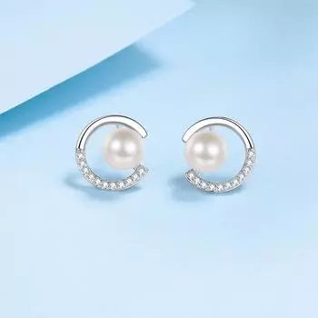 Серьги из стерлингового серебра 925 пробы, короткие серьги из муассанита с микропаве, серьги из пресноводного жемчуга, модные и простые. moissanite