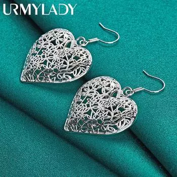 Серьги из стерлингового серебра 925 пробы с сердцем и цветком для женщин, модные свадебные и помолвочные очаровательные ювелирные изделия ME072