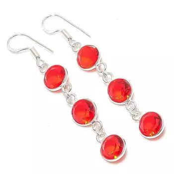 Серьги из стерлингового серебра 925 пробы с натуральным мозамбикским гранатом 2,36 дюйма T6B61