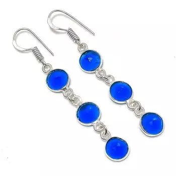 Серьги из стерлингового серебра 925 пробы с натуральным лондонским голубым топазом 2,36 дюйма B1i46