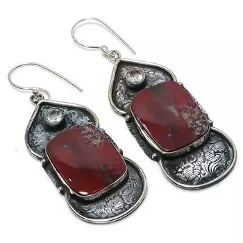 Серьги из стерлингового серебра 925 пробы с натуральным озерным агатом и белым топазом, 2,52 дюйма, e8n85