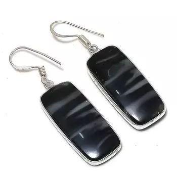 Серьги из стерлингового серебра 925 пробы с натуральным паутинным яшмом, 1,85 дюйма, F9a97