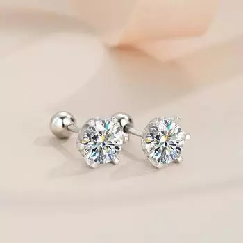 Серьги из стерлингового серебра 925 пробы 0,5–1 карата *2 с муассанитом, серьги с 6 когтями, модные повседневные высококачественные дизайнерские серьги, нишевые женские подруги 0.5CT