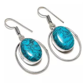 Серьги из стерлингового серебра 925 пробы с натуральным бирюзовым камнем Santa Rosa 1,97 дюйма C4K66