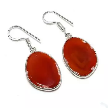 Серьги из стерлингового серебра 925 пробы с натуральным озерным агатом ручной работы 1,50 дюйма j2E30