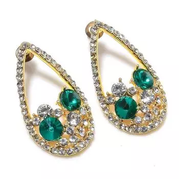 Серьги из стерлингового серебра 925 пробы с натуральным хромдиопсидом 1,73 дюйма L5f01