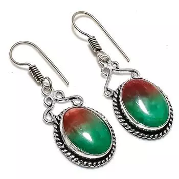 Серьги из стерлингового серебра 925 пробы с натуральным радужным солнечным кварцем, 2,01 дюйма, v9a11