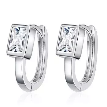 Серьги из стерлингового серебра 925 пробы с квадратным цирконом для женщин. Роскошные дизайнерские ювелирные аксессуары. серебряный