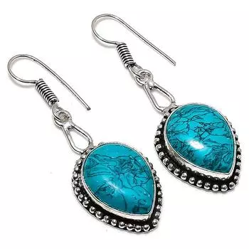 Серьги из стерлингового серебра 925 пробы с натуральным бирюзовым камнем Santa Rosa 2,21 дюйма t9M08