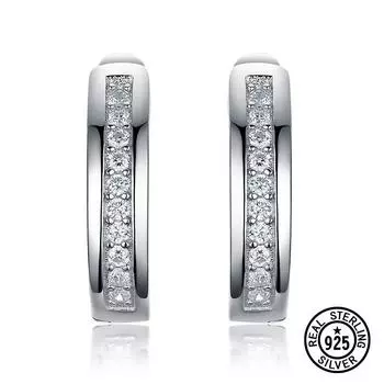 Серьги из стерлингового серебра 925 пробы для женщин, нежные серьги с прозрачным цирконом, модные серьги-клипсы Huggies, подарки для девочек, ювелирные украшения