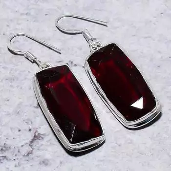 Серьги из стерлингового серебра 925 пробы с натуральным мозамбикским гранатом 2,01 дюйма S4N22