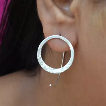 Серьги из стерлингового серебра 925 пробы, круглые серьги-гвоздики ручной работы, подарок для нее, подарок на годовщину серебряный