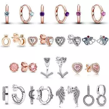 Серьги из стерлингового серебра 925 пробы, роза, пасьянс, Huggie, полированная корона, серьги с поднятым сердечком и кристаллом для женщин, модные украшения белый