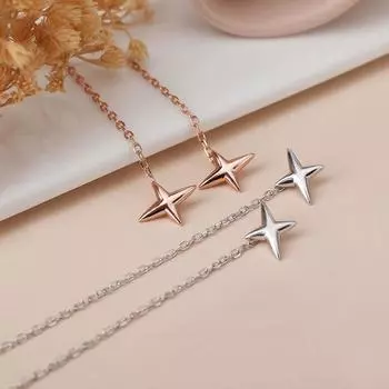 Серьги из стерлингового серебра 925 пробы с четырехконечной звездой для женщин, темпераментная цепочка с кисточками для ушей, ювелирные изделия для подруги, Aretes De Mujer