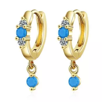 Серьги из стерлингового серебра 925 пробы, инкрустированные бирюзовым кристаллом и цирконом, женские очаровательные ювелирные изделия, подарок серебряный